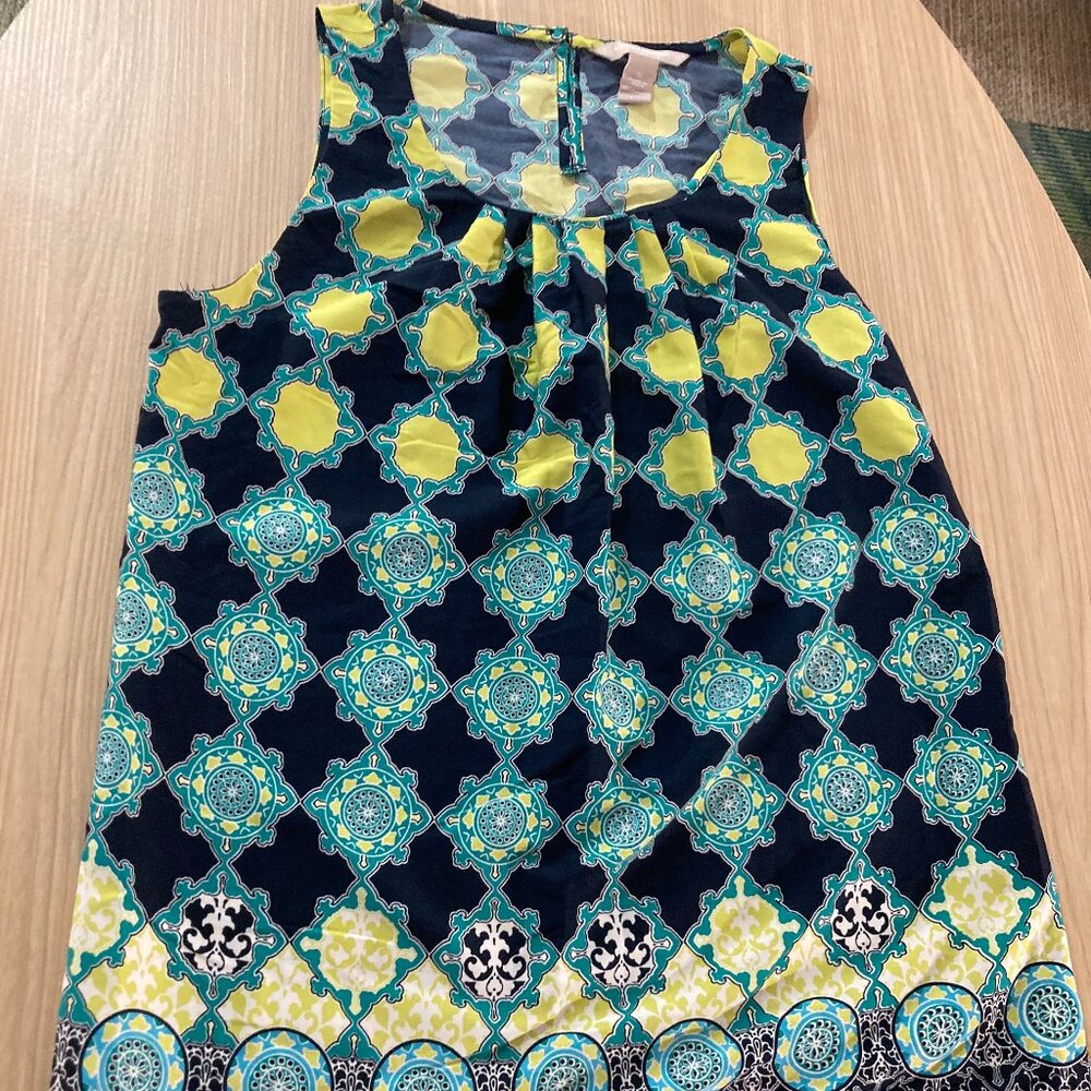 Banana Republic Factory Black Geometric Print Sleeveless Top Small Polyester